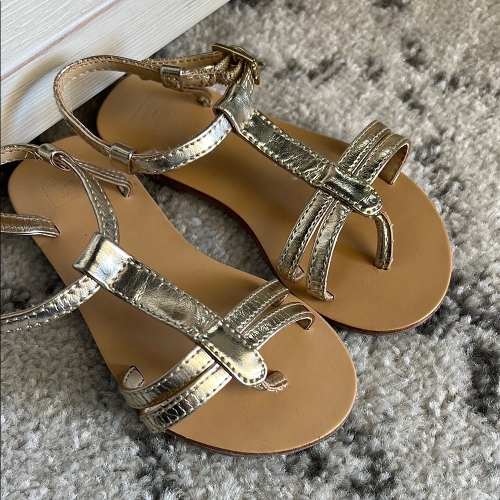 Janie and Jack Gold Sandals with T-Strap Design